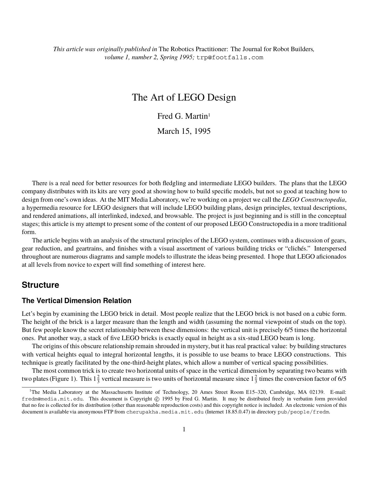 [eBook - Techniques - PDF] The Art of LEGO Design by Fred G