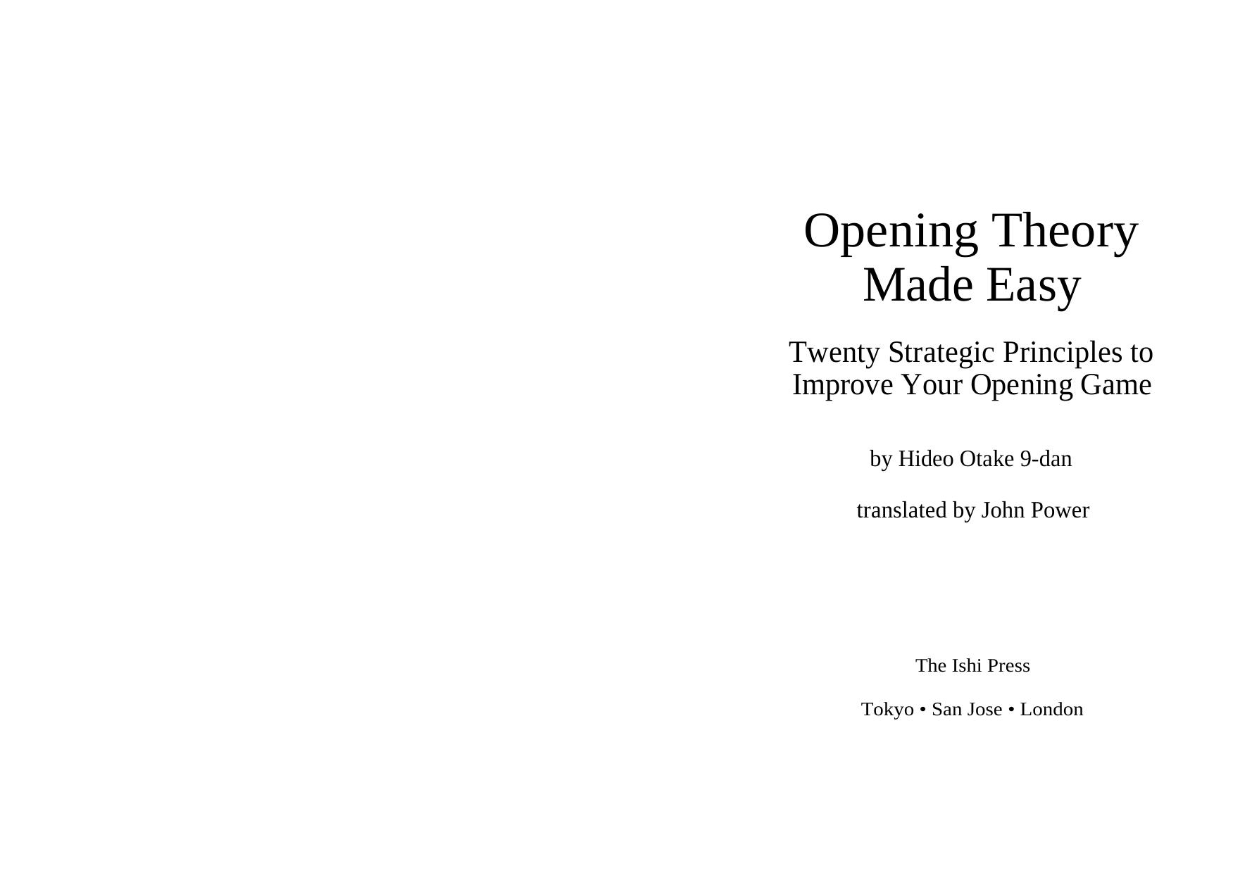[igo baduk weiqi] Opening Theory Made Easy by Unknown