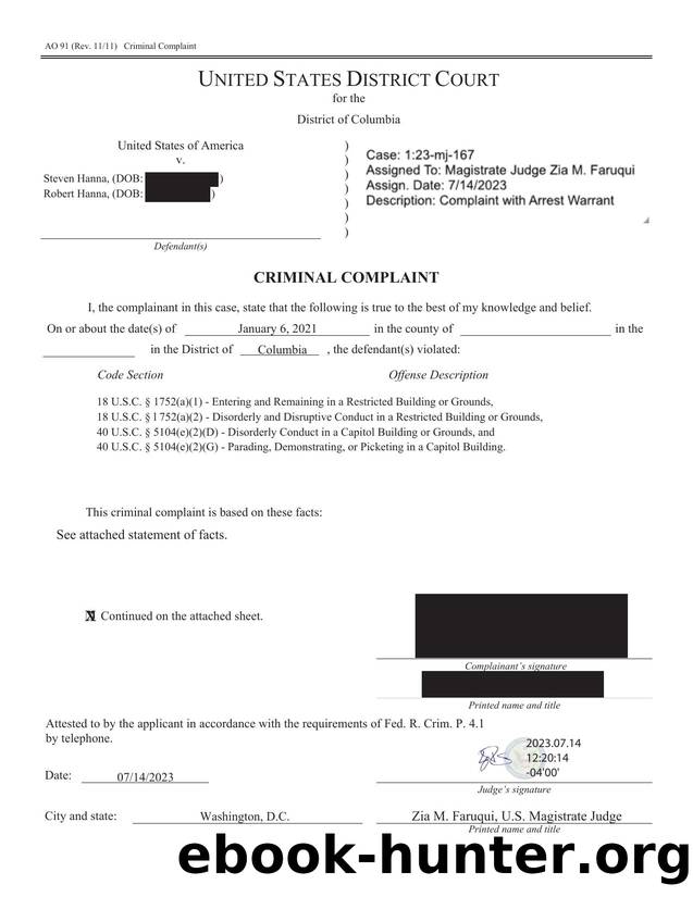 [signed] ROBERT AND STEVEN HANNA_Complaint_Redacted.pdf by TJones7