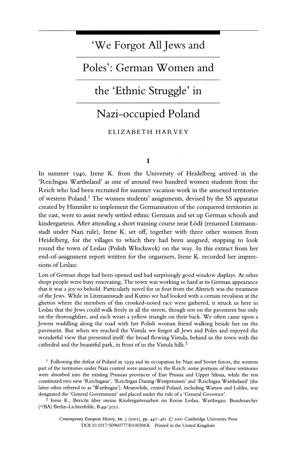^'We Forgot All Jews and Poles'; German Women and the 'Ethnic Struggle' in Nazi-Occupied Poland by Unknown