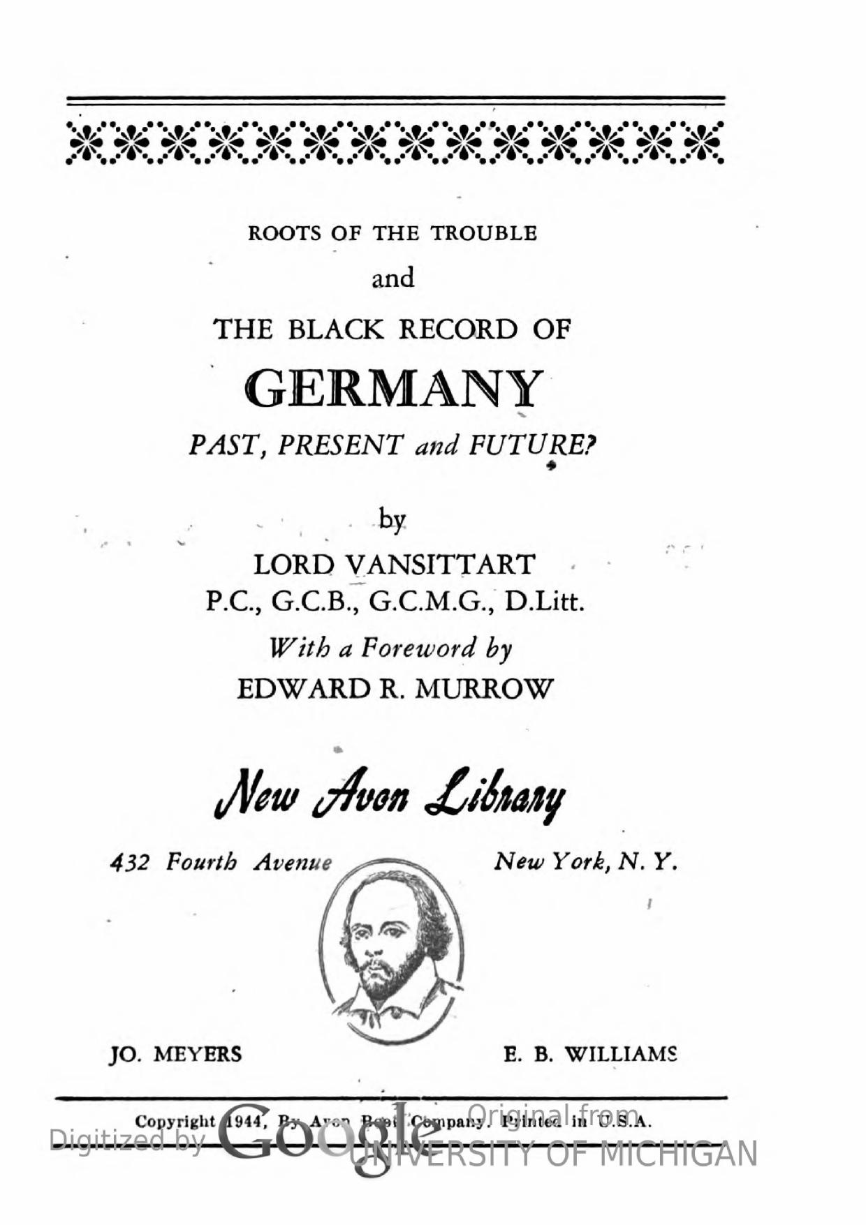 ^^Roots of the Trouble and the Black Record of Germany; Past, Present, and Future (1944) by Unknown