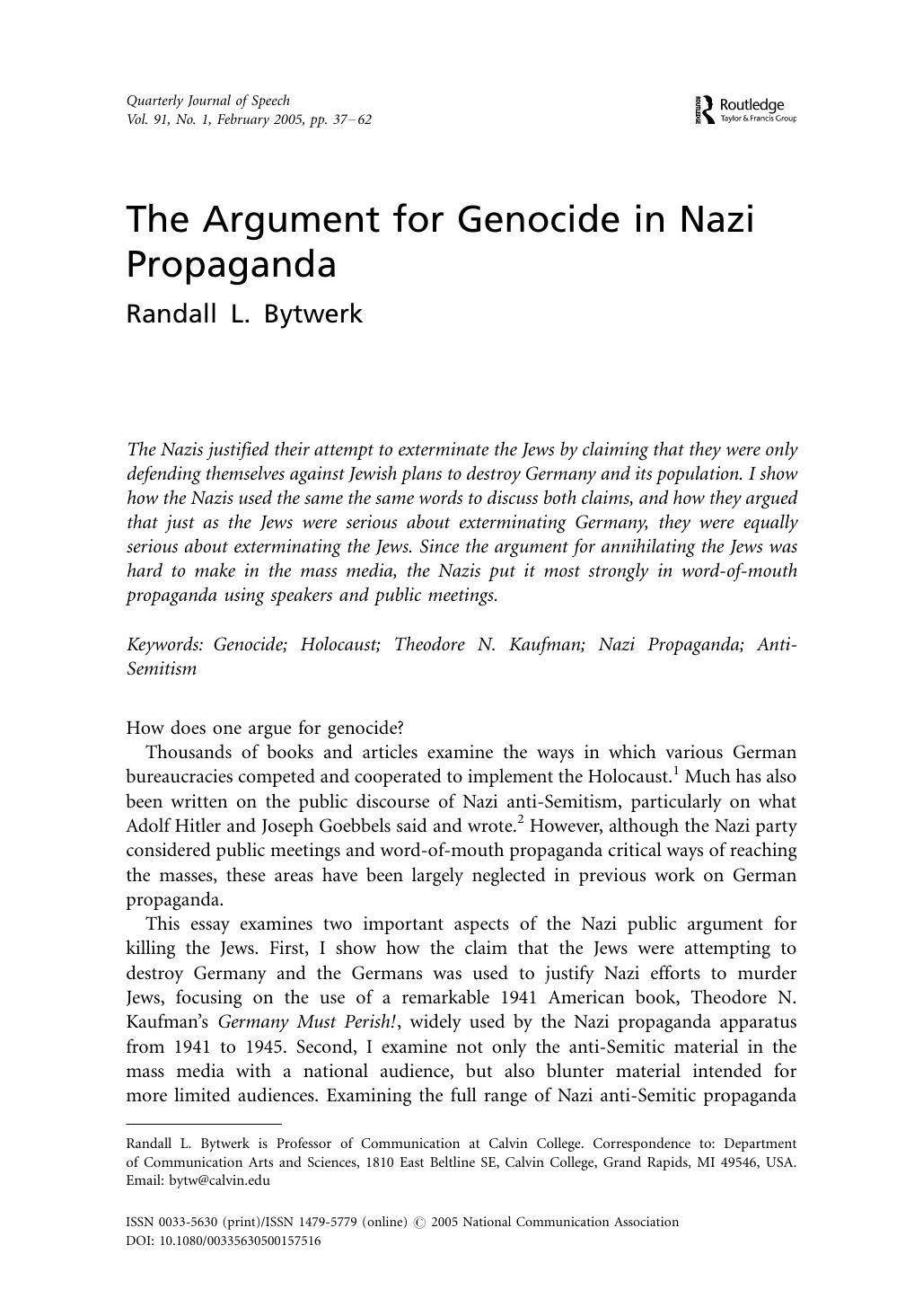 ^^The Argument for Genocide in Nazi Propaganda by Unknown