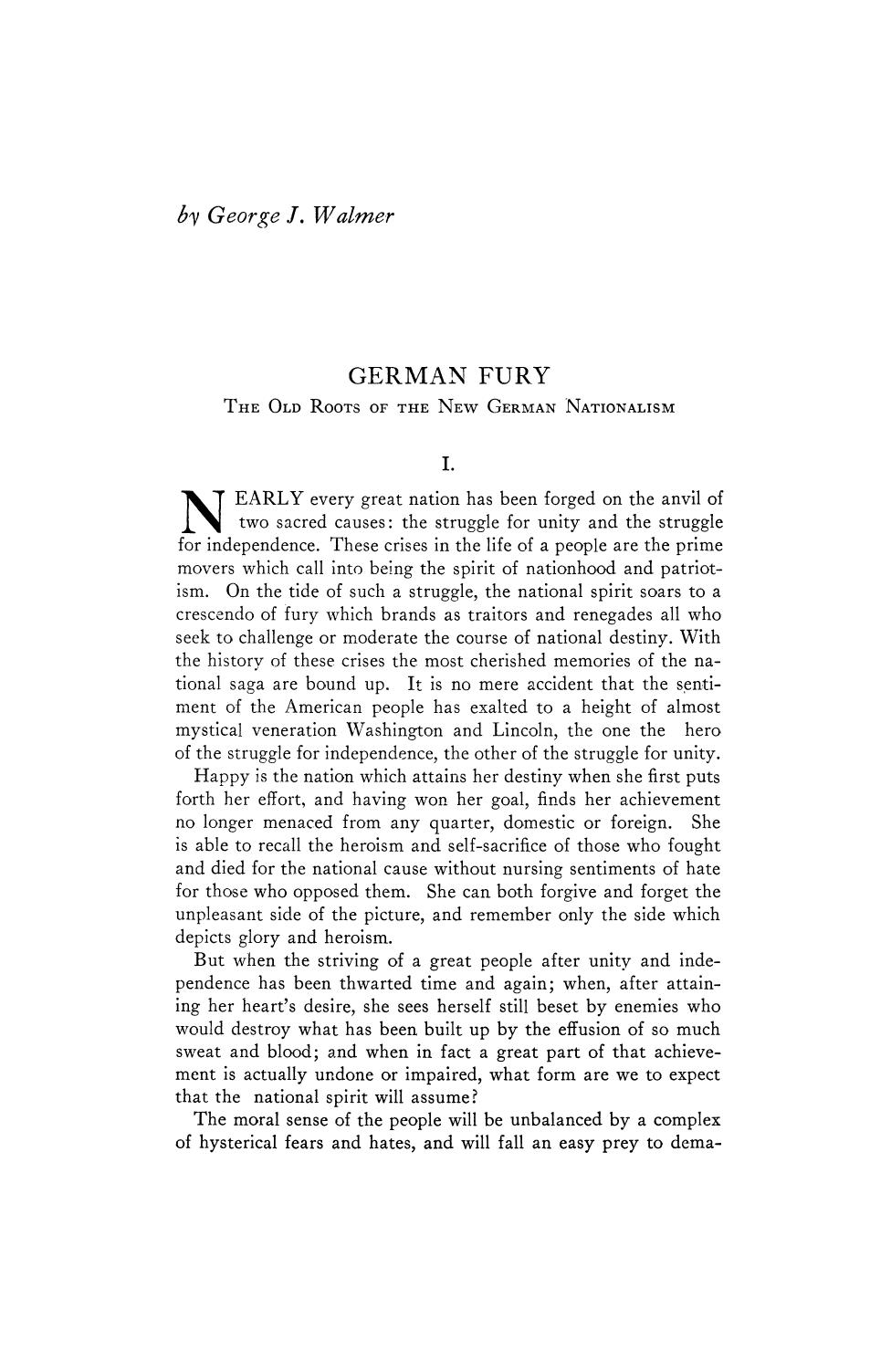 ^German Fury; The Old Roots of the New German Nationalism by Unknown