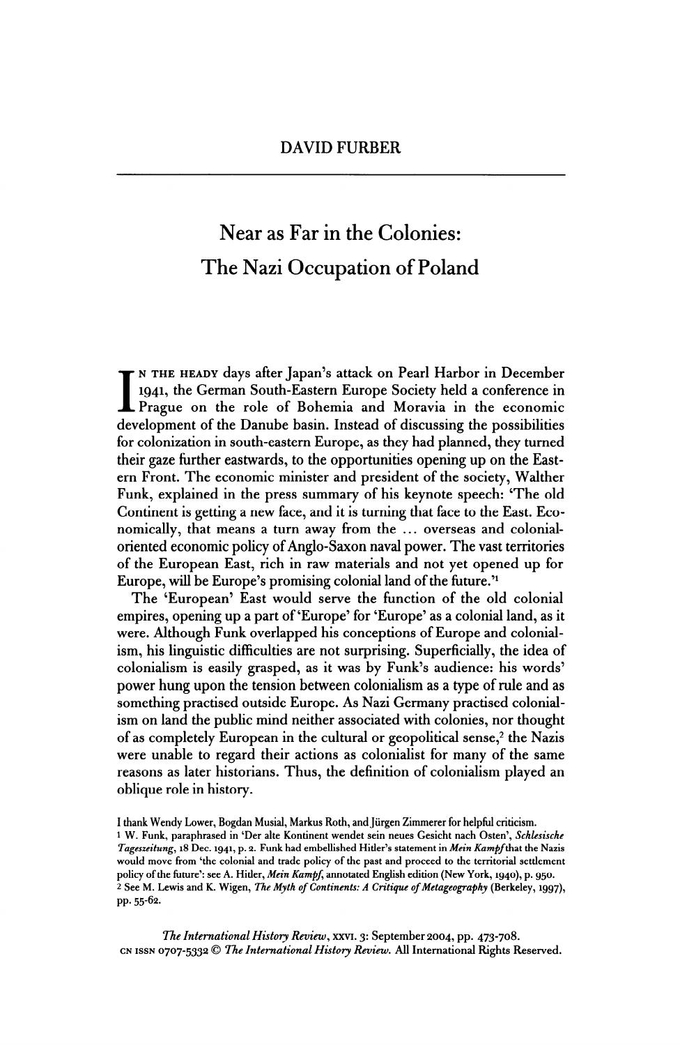 ^Near as Far in the Colonies; The Nazi Occupation of Poland by Unknown