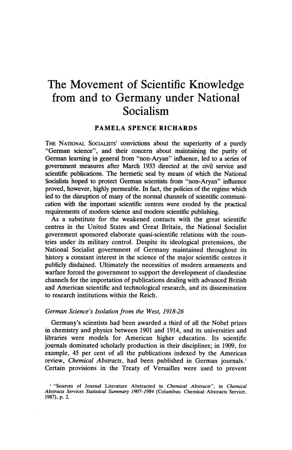 ^The Movement of Scientific Knowledge from and to Germany under National Socialism by Unknown