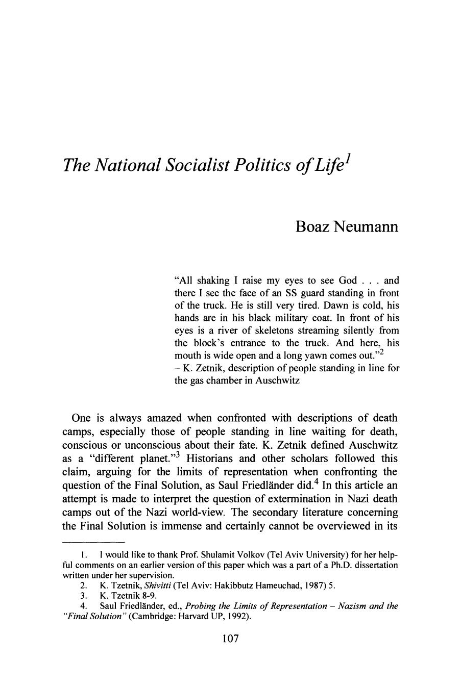 ^The National Socialist Politics of Life by Unknown