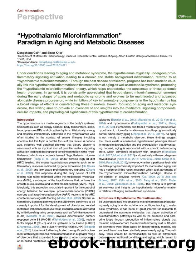 ``Hypothalamic Microinflammation'' Paradigm in Aging and Metabolic Diseases by Dongsheng Cai & Sinan Khor