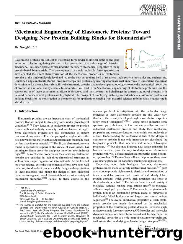 `Mechanical Engineering' of Elastomeric Proteins: Toward Designing New Protein Building Blocks for Biomaterials by Unknown