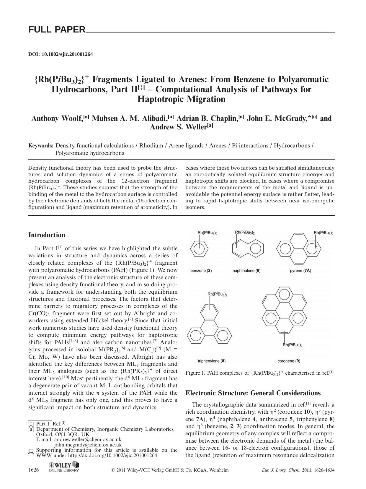 {Rh(PiBu3)2}+ Fragments Ligated to Arenes: From Benzene to Polyaromatic Hydrocarbons, Part II by Unknown