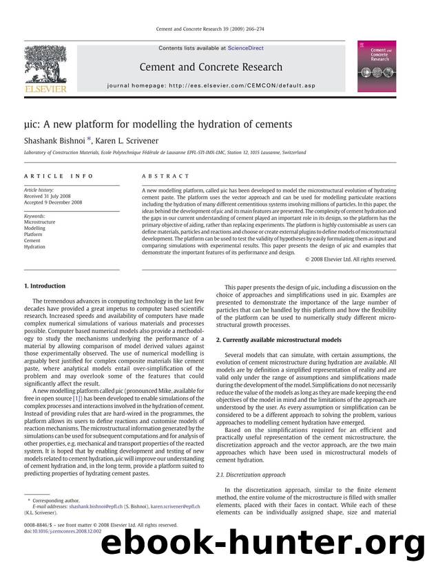 Âµic: A new platform for modelling the hydration of cements by Shashank Bishnoi; Karen L. Scrivener