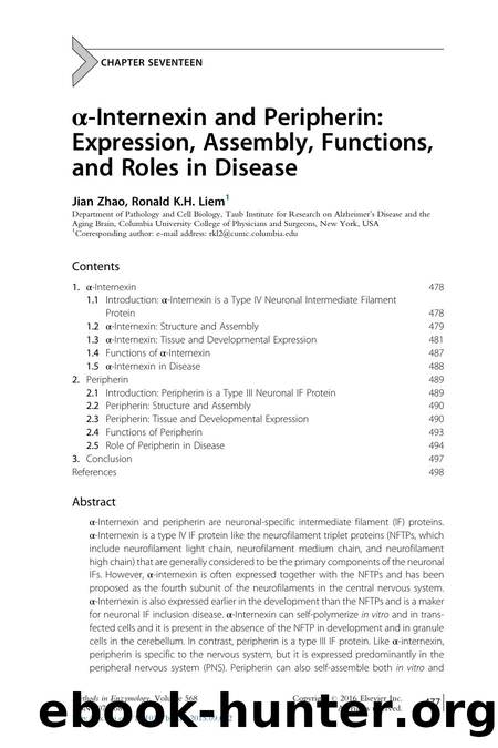 É-Internexin and Peripherin: Expression, Assembly, Functions, and Roles in Disease by Jian Zhao & Ronald K.H. Liem