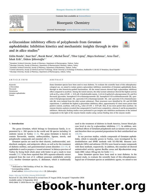 Î±-Glucosidase inhibitory effects of polyphenols from Geranium asphodeloides_ Inhibition kinetics and mechanistic insights through in vitro and in silico studies by unknow