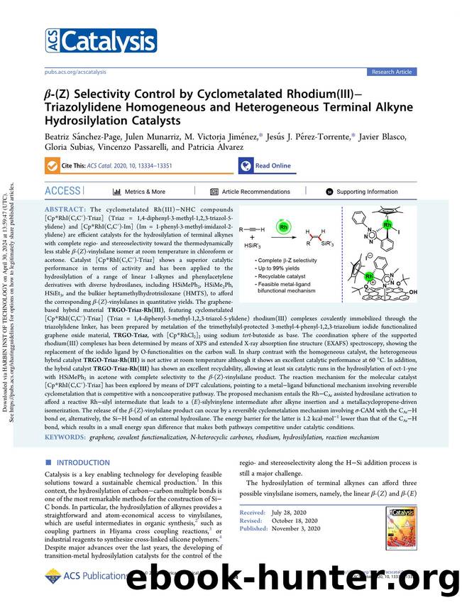 Î²-(Z) Selectivity Control by Cyclometalated Rhodium(III)âTriazolylidene Homogeneous and Heterogeneous Terminal Alkyne Hydrosilylation Catalysts by unknow
