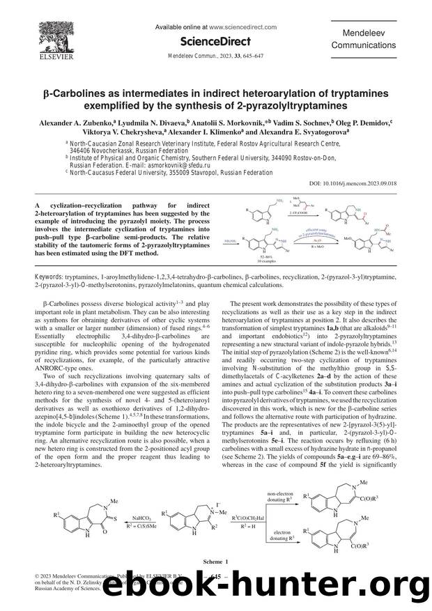 Î²-Carbolines as intermediates in indirect heteroarylation of tryptamines exemplified by the synthesis of 2-pyrazolyltryptamines by unknow