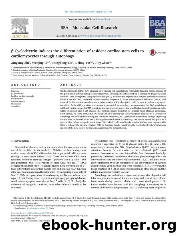 Î²-Cyclodextrin induces the differentiation of resident cardiac stem cells to cardiomyocytes through autophagy by Xingxing Shi & Wenjing Li & Honghong Liu & Deling Yin & Jing Zhao