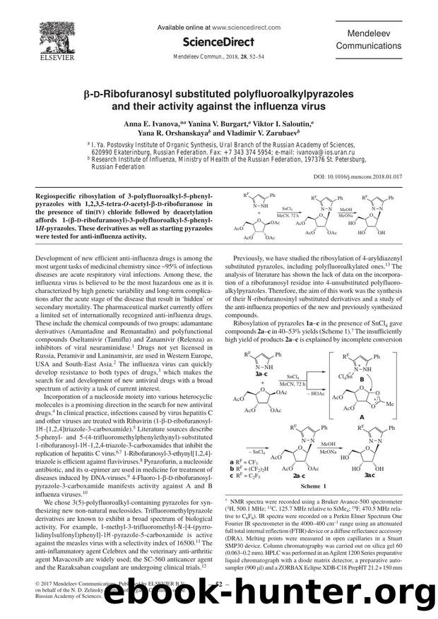 Î²-d-Ribofuranosyl substituted polyfluoroalkylpyrazoles and their activity against the influenza virus by unknow