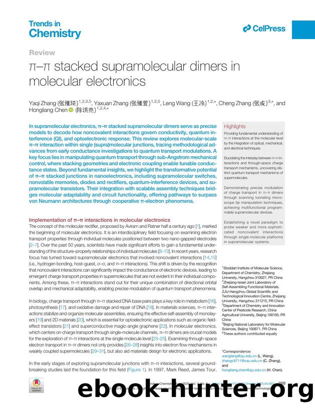 Ï-Ï stacked supramolecular dimers in molecular electronics by Unknown