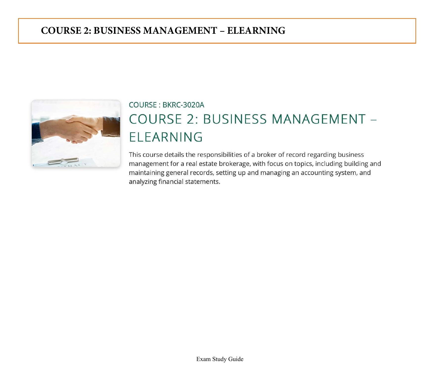 âBroker COURSE 2: BUSINESS MANAGEMENT â ELEARNING by Real Estate Council of Ontario (RECO)