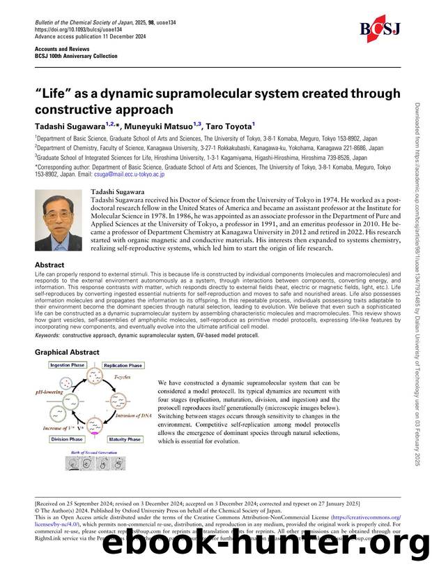 âLifeâ as a dynamic supramolecular system created through constructive approach by Tadashi Sugawara & Muneyuki Matsuo & Taro Toyota