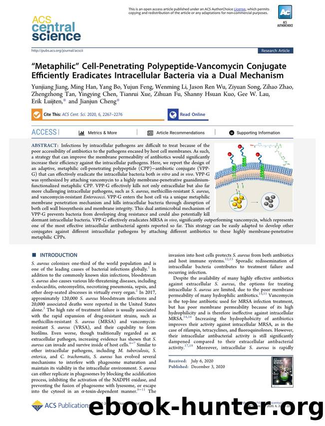âMetaphilicâ Cell-Penetrating Polypeptide-Vancomycin Conjugate Efficiently Eradicates Intracellular Bacteria via a Dual Mechanism by unknow
