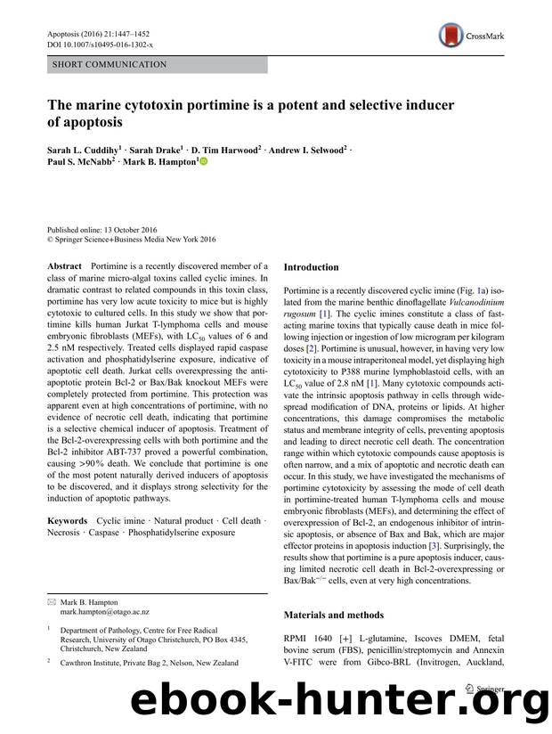 ï»¿The marine cytotoxin portimine is a potent and selective inducer of apoptosis by Sarah L. Cuddihy