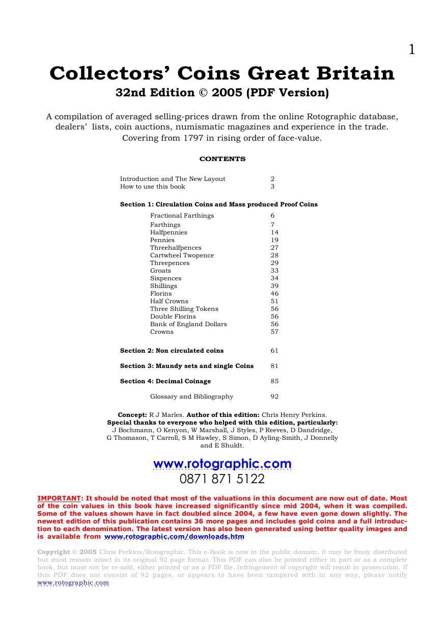 Каталог монет Великобритании ''Collectors Coins Great Britain 2005 32th Edition'' by Chris Henry Perkins