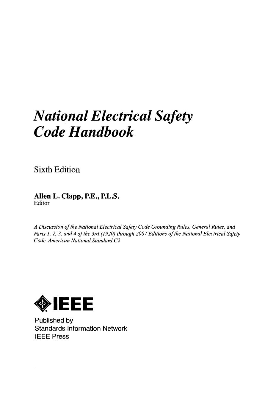 - National Electrical Safety Code Handbook, Sixth Edition by 4<8=8AB@0B>@