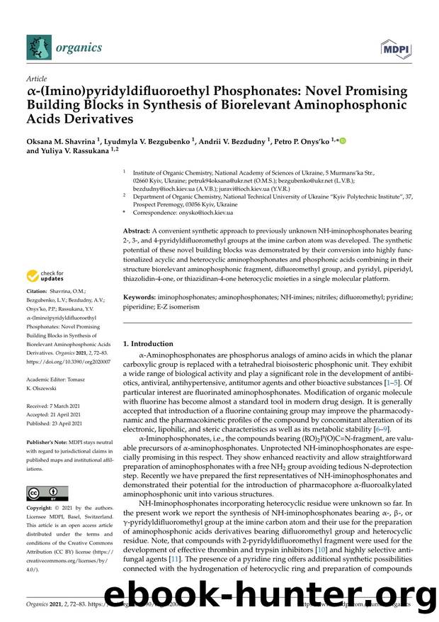 -(Imino)pyridyldifluoroethyl Phosphonates: Novel Promising Building Blocks in Synthesis of Biorelevant Aminophosphonic Acids Derivatives by unknow