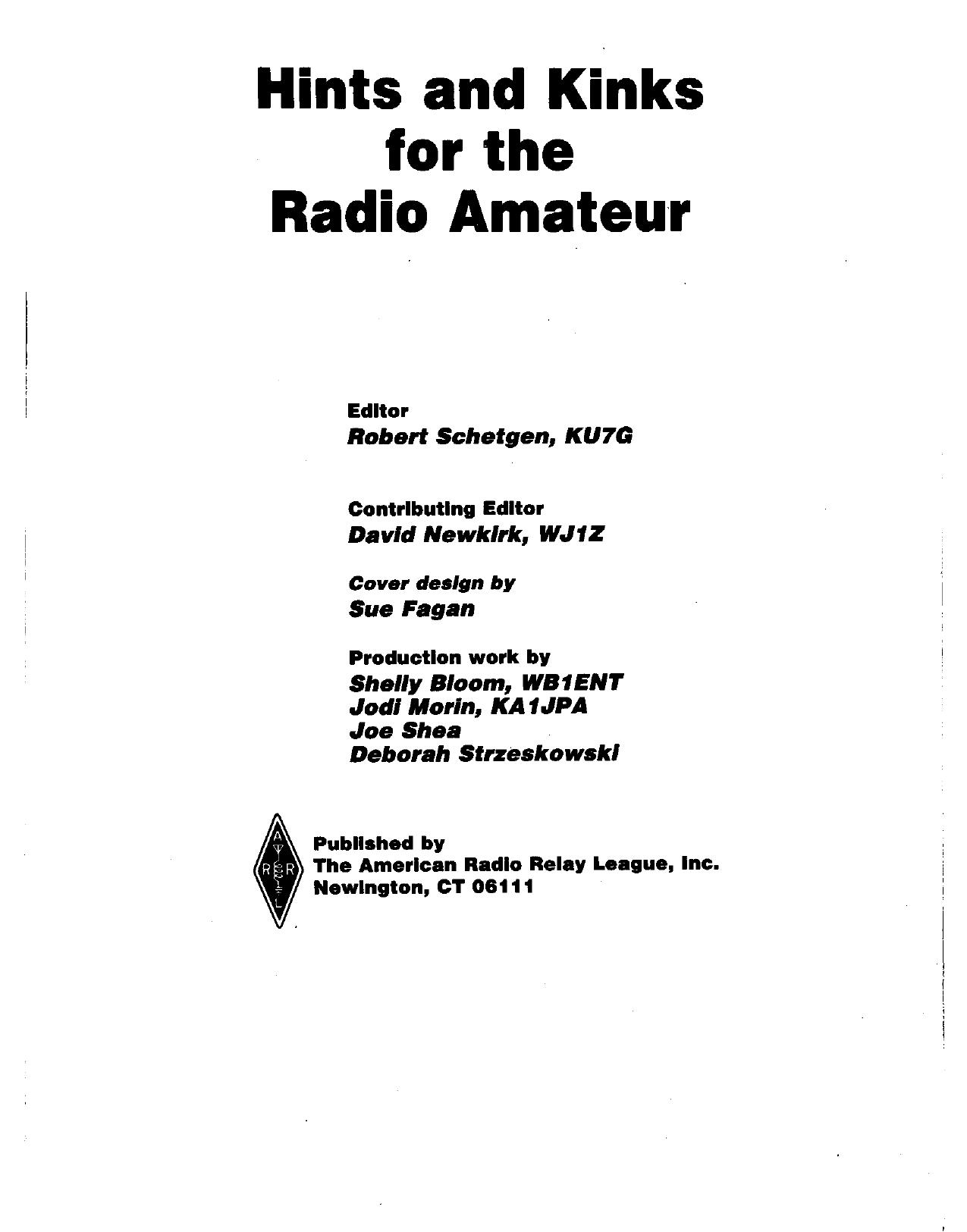 -American Radio Relay League by Hints & Kinks for the Radio Amateur-American Radio Relay League (ARRL) (1992)
