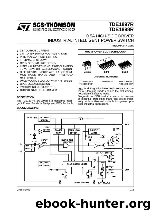 0.5A HIGH-SIDE DRIVER INDUSTRIAL INTELLIGENT POWER SWITCH by SGS-THOMSON Microelectronics
