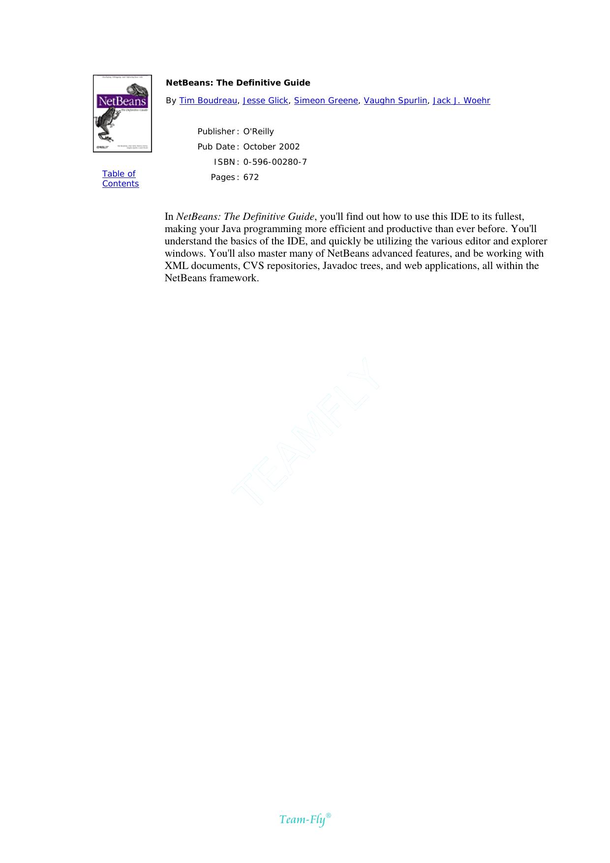 00280 NetBeans The Definitive Guide by Unknown