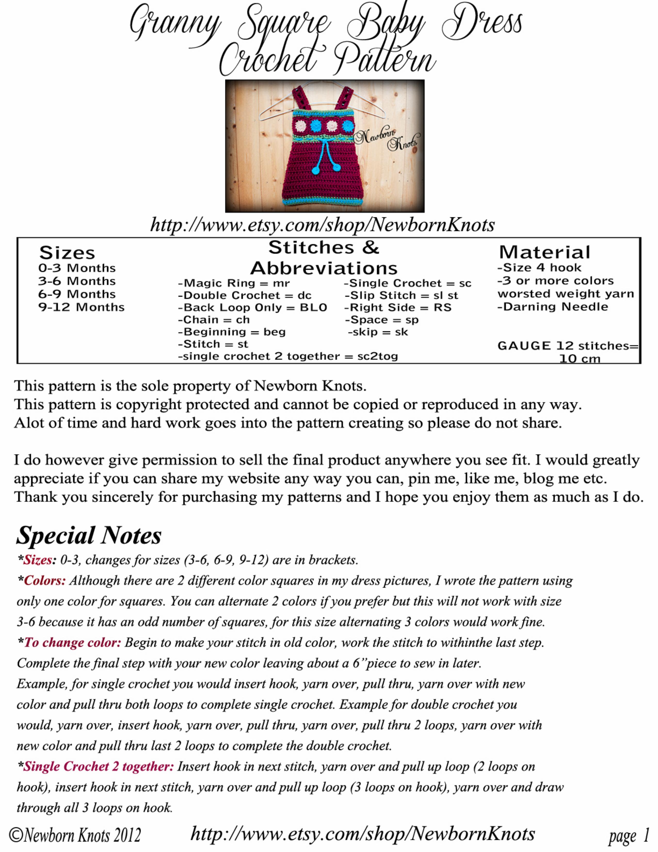 002Granny Square Baby Dress Pdf by Unknown