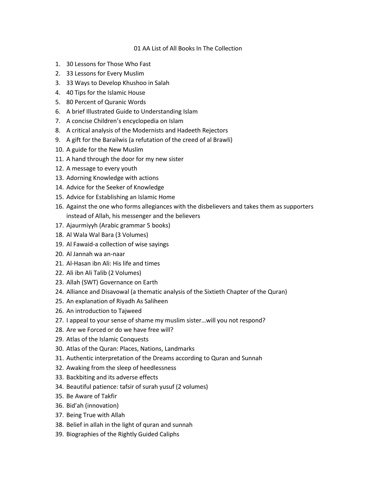 01 A List of All Books In The Collection UPDATED by Ziad4unix