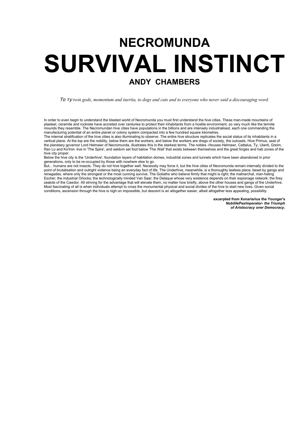 01. Andy Chambers by Survival Instinct (Necromunda Book 1)