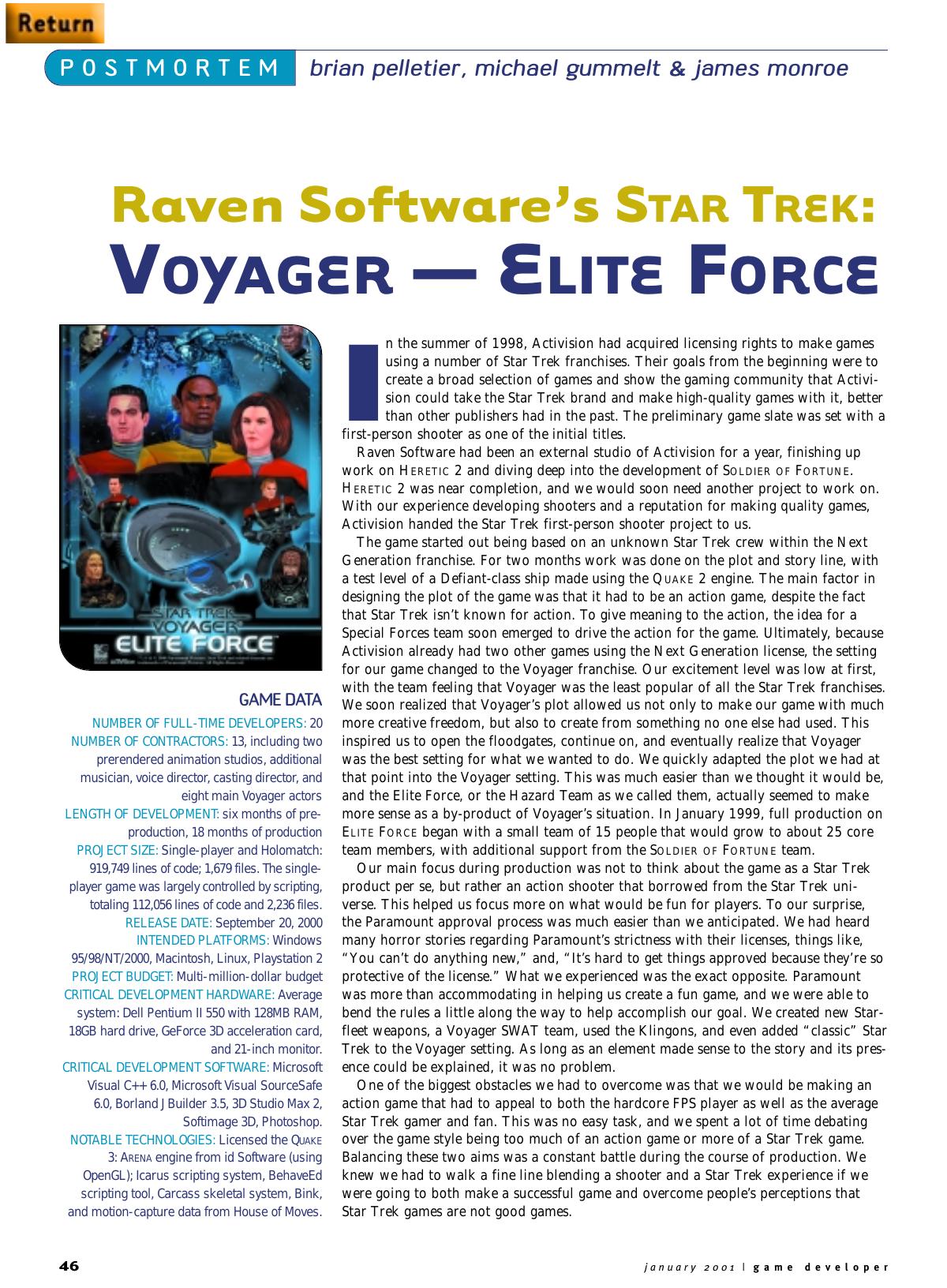 012001: Postmortem: Raven Software's Star Trek: Voyager - Elite Force by Unknown