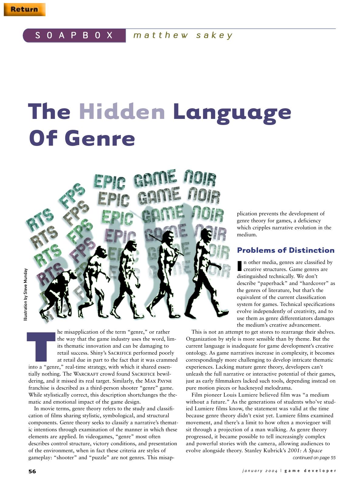 012004: Soapbox: The Hidden Language Of Genre by Unknown
