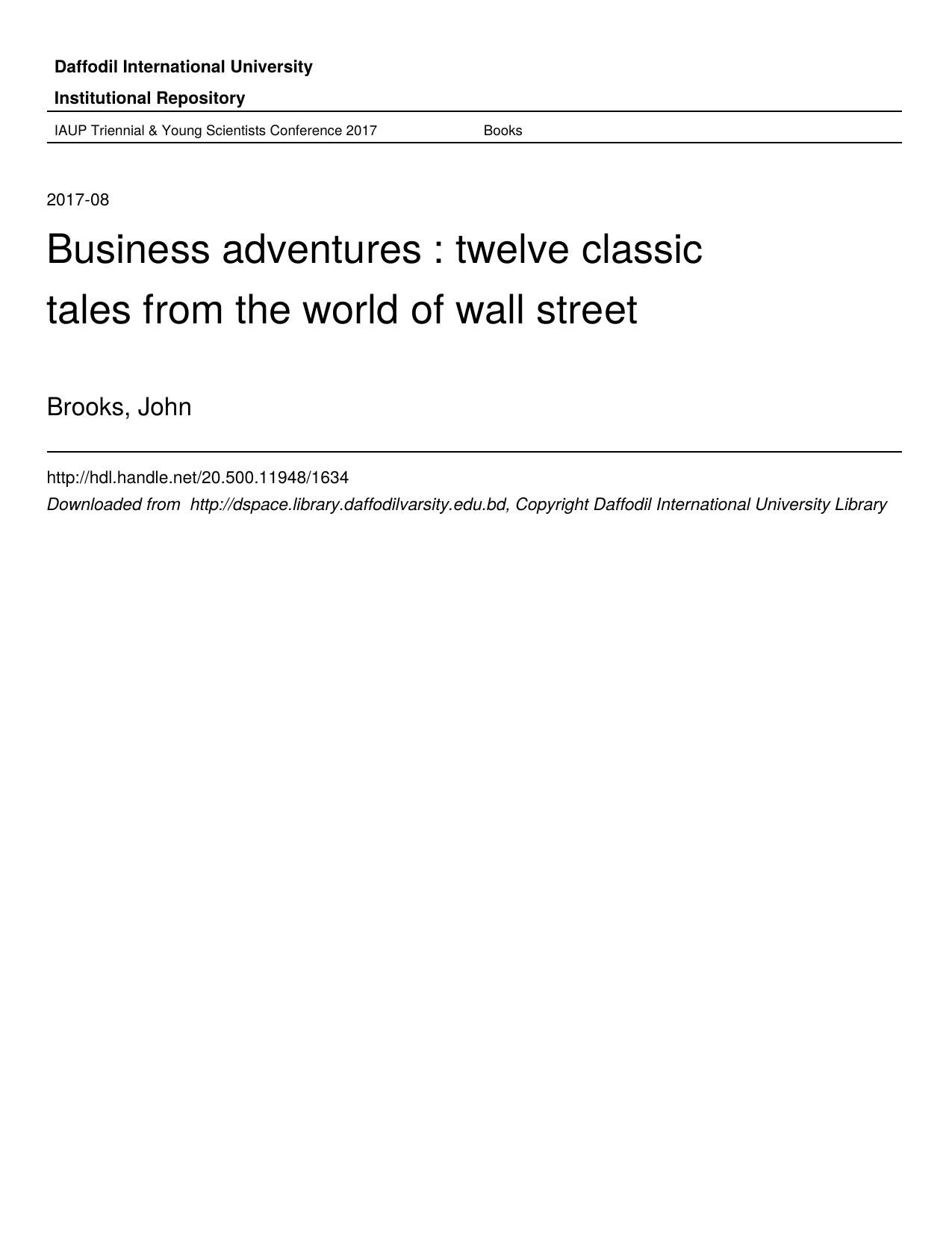 0133 Business adventures twelve classic tales from the world of wall street by Unknown