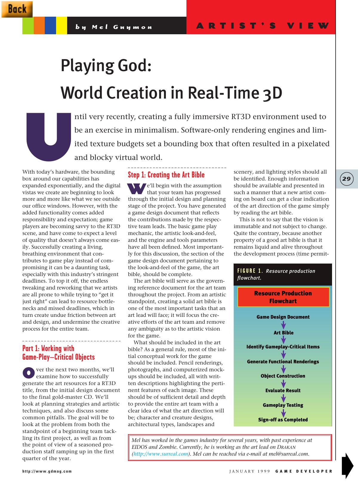 0199: Artist's View: Playing God: World Creation in Real-Time 3D by Unknown