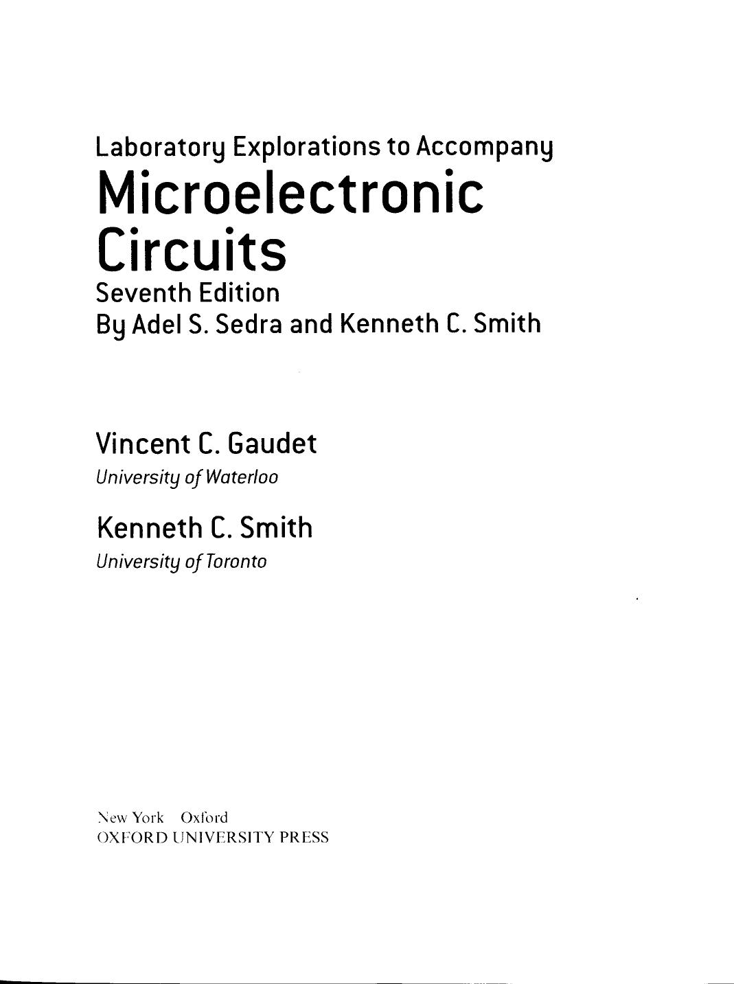 0199339252 Laboratory Explorations to Accompany Microelectronic Circuits (7th ed.) [Gaudet & Smith 2014-11-14] {611B903E} by Unknown