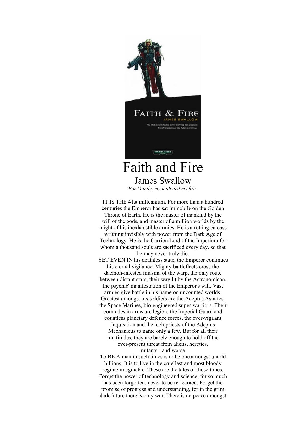 02. James Swallow by Faith & Fire (Sisters of Battle Book 1)