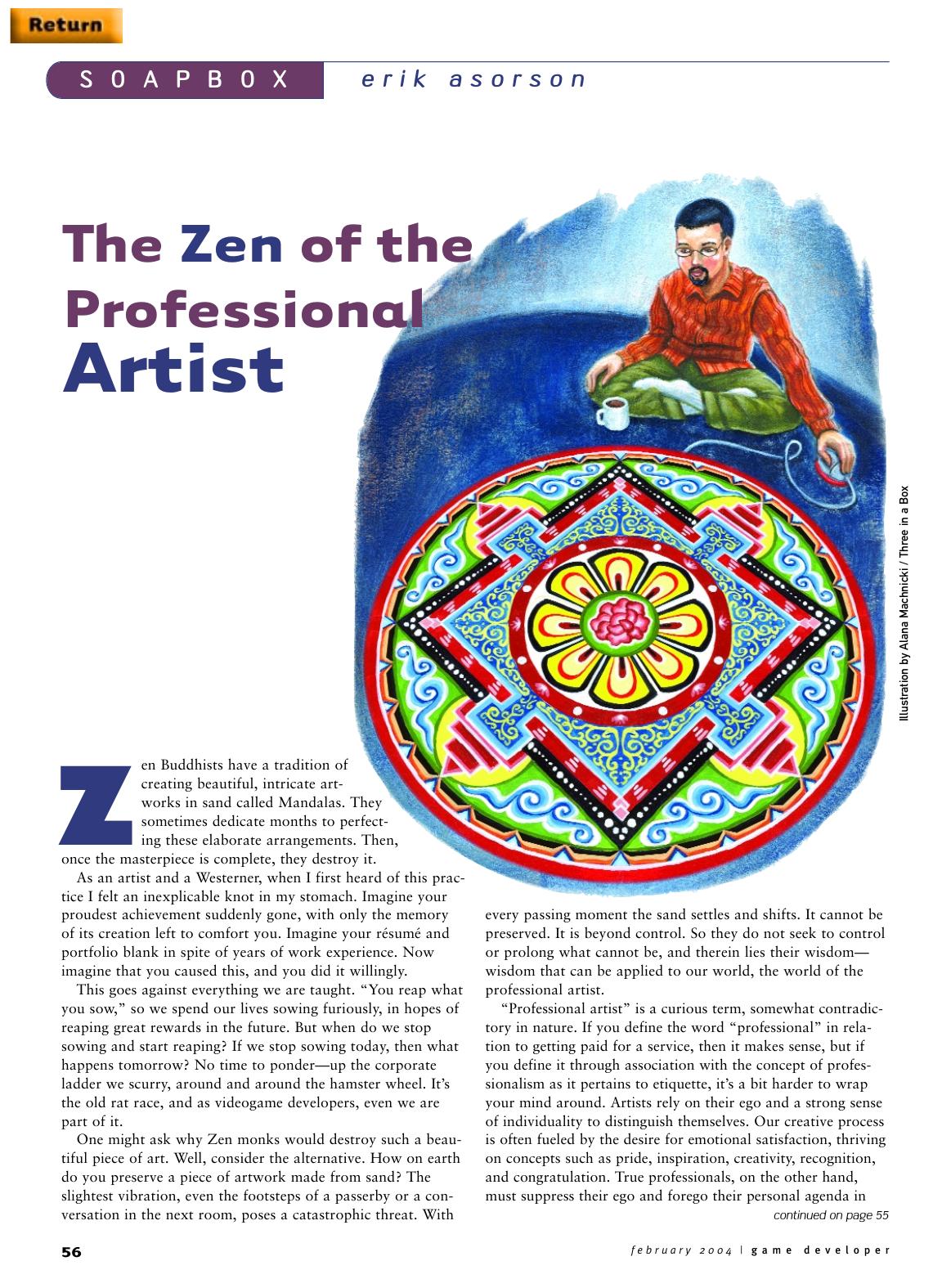022004: Soapbox: The Zen of the Professional Artist by Unknown