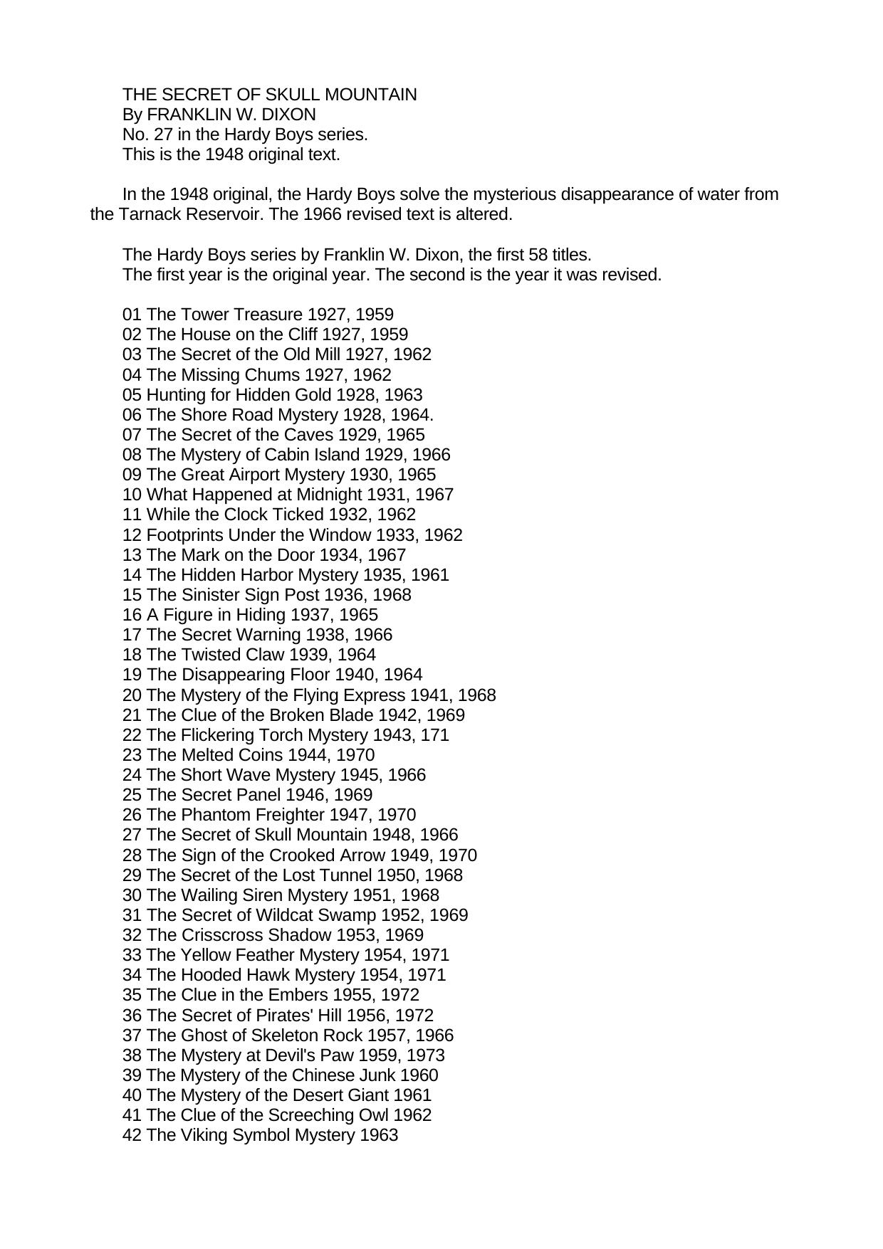 027 The Secret of Skull Mountain by Unknown