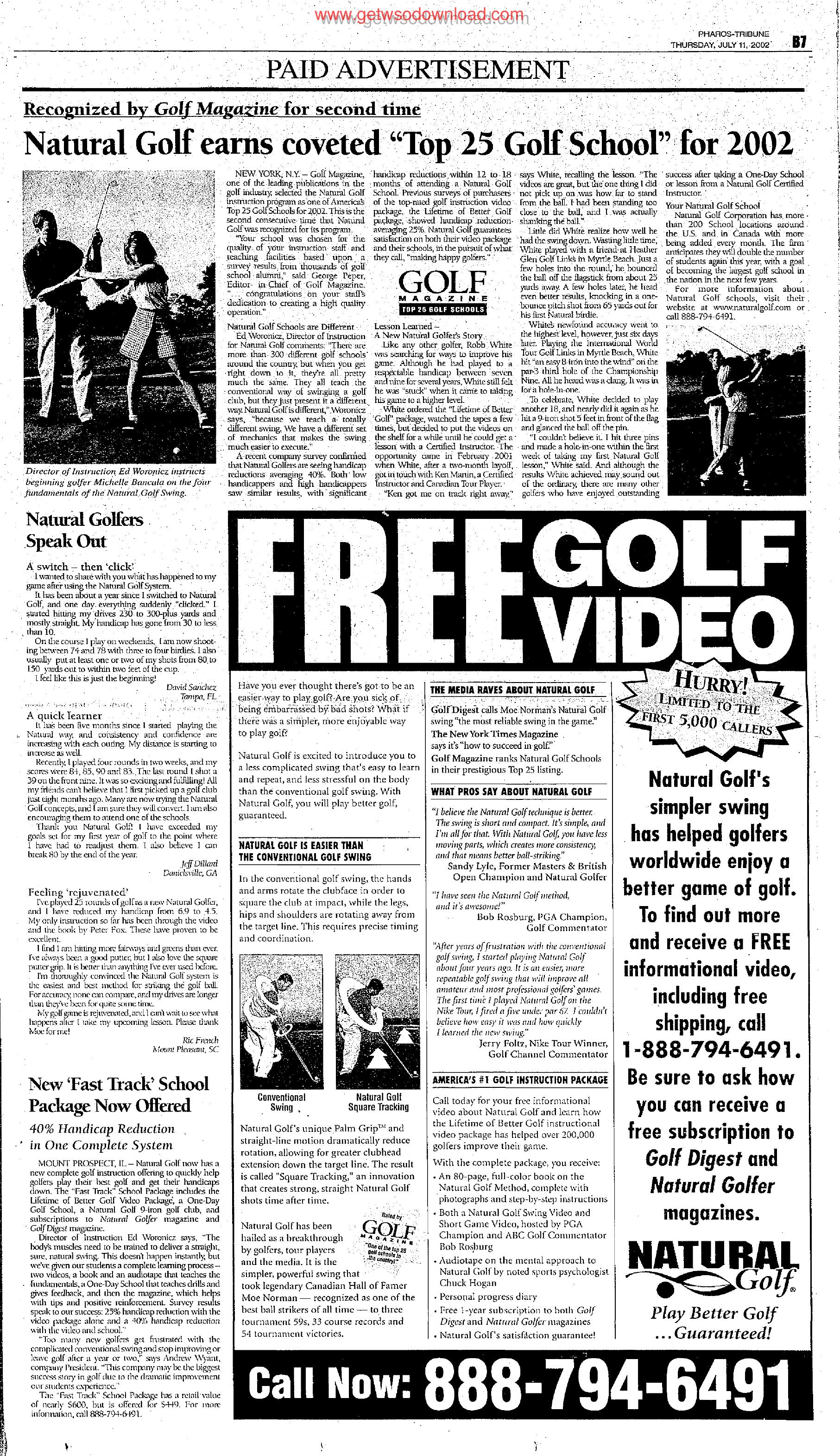03 Golf ad within advertorial by Copyright 2007 Heritage Microfilm Inc. and Newspaperarchive.com