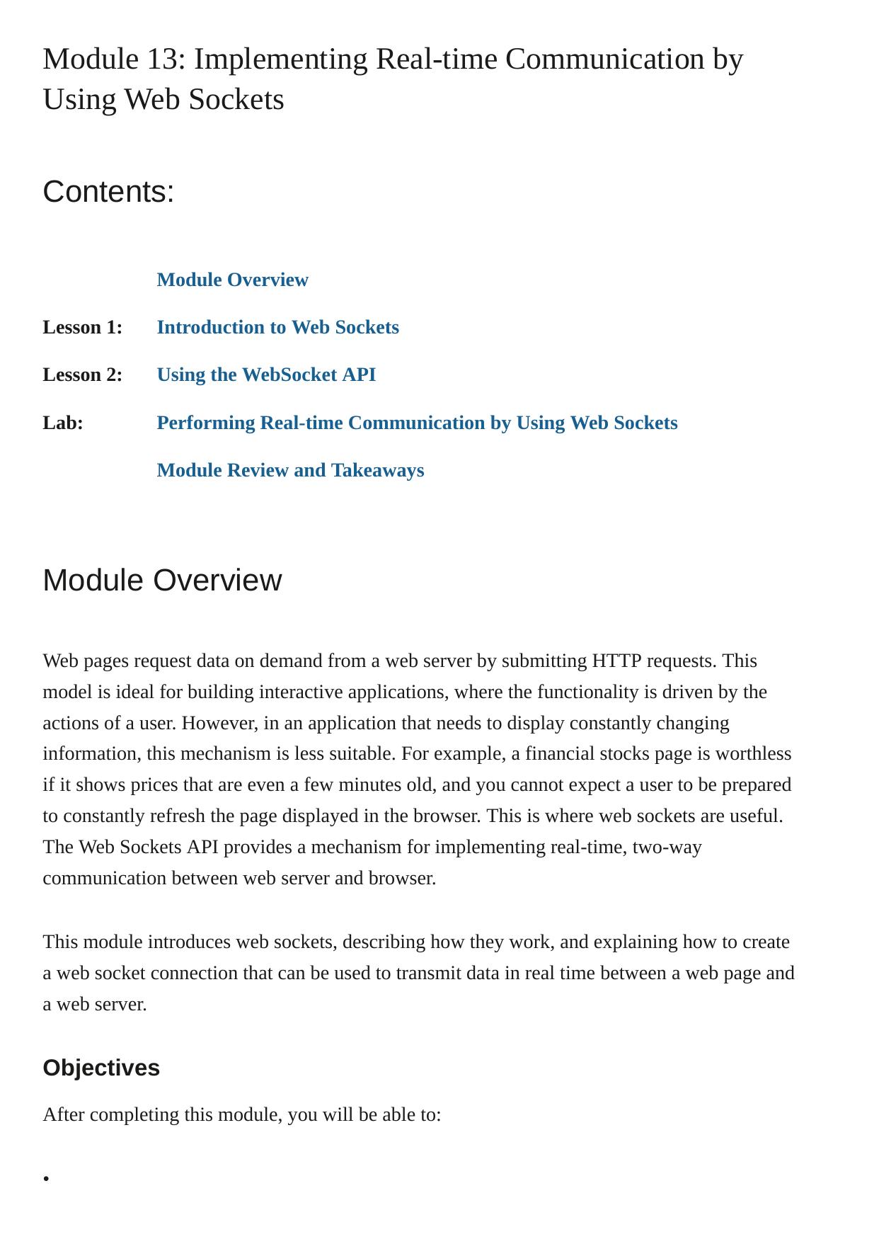 03 Module 13 Implementing Real-time Communication by Using Web Sockets by Unknown