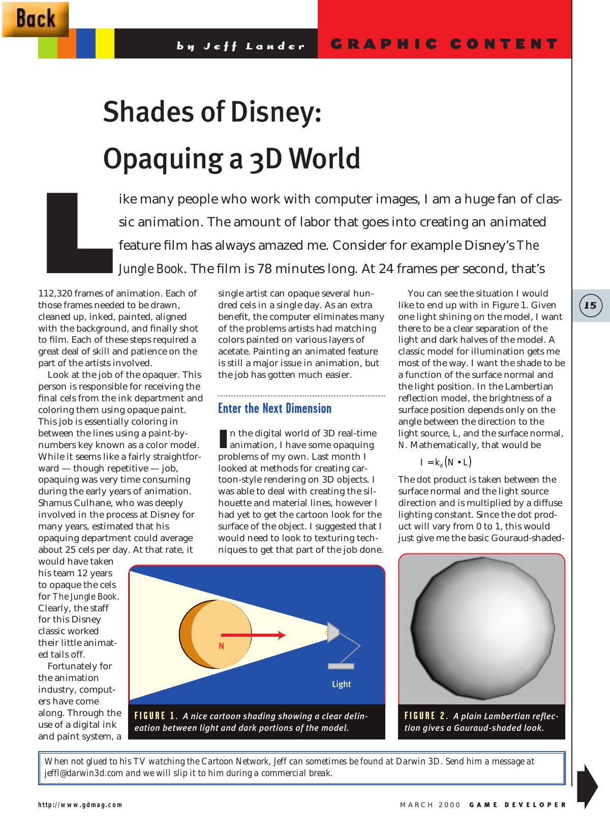 0300: Graphic Content: Shades of Disney: Opaquing a 3D World by Unknown