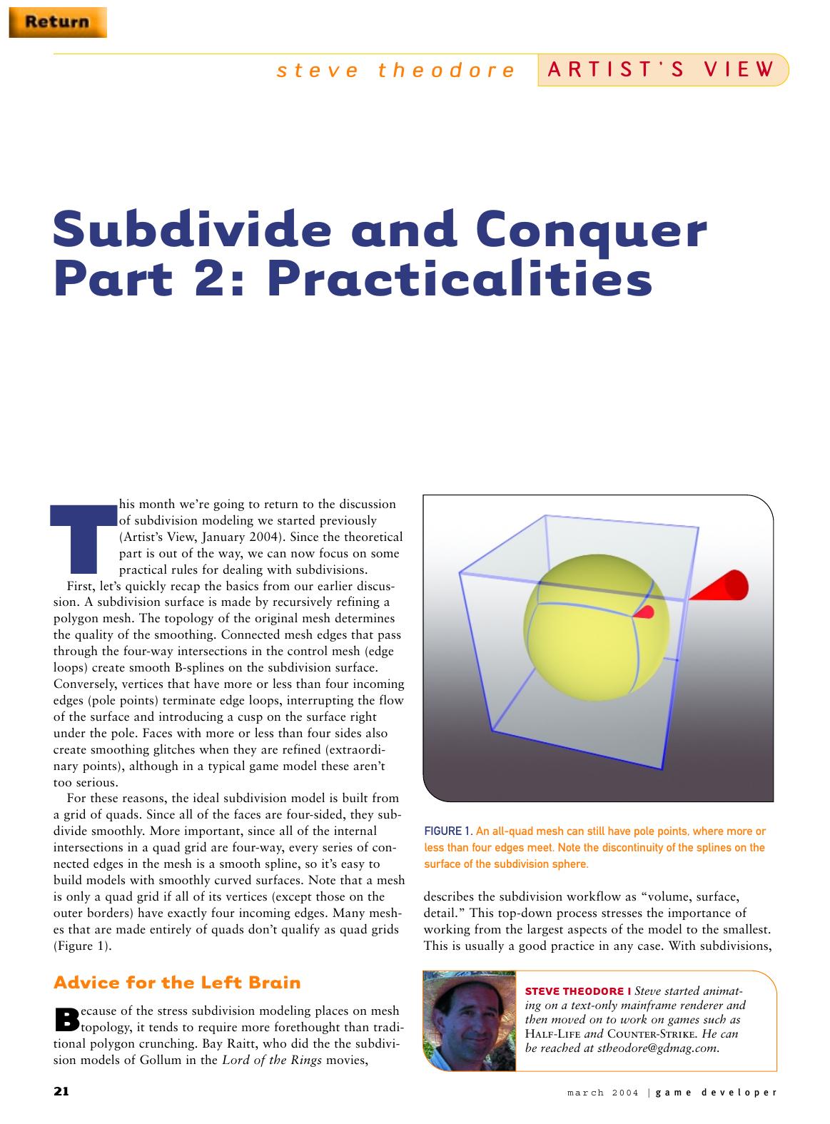 032004: Artist's View: Subdivide and Conquer Part 2: Practicalities by Unknown