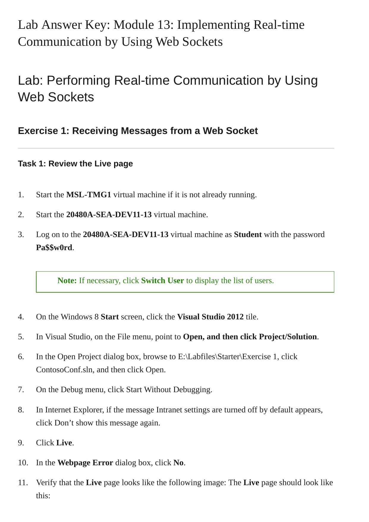 04 Lab Answer Key Module 13 Implementing Real-time Communication by Using Web Sockets by Unknown