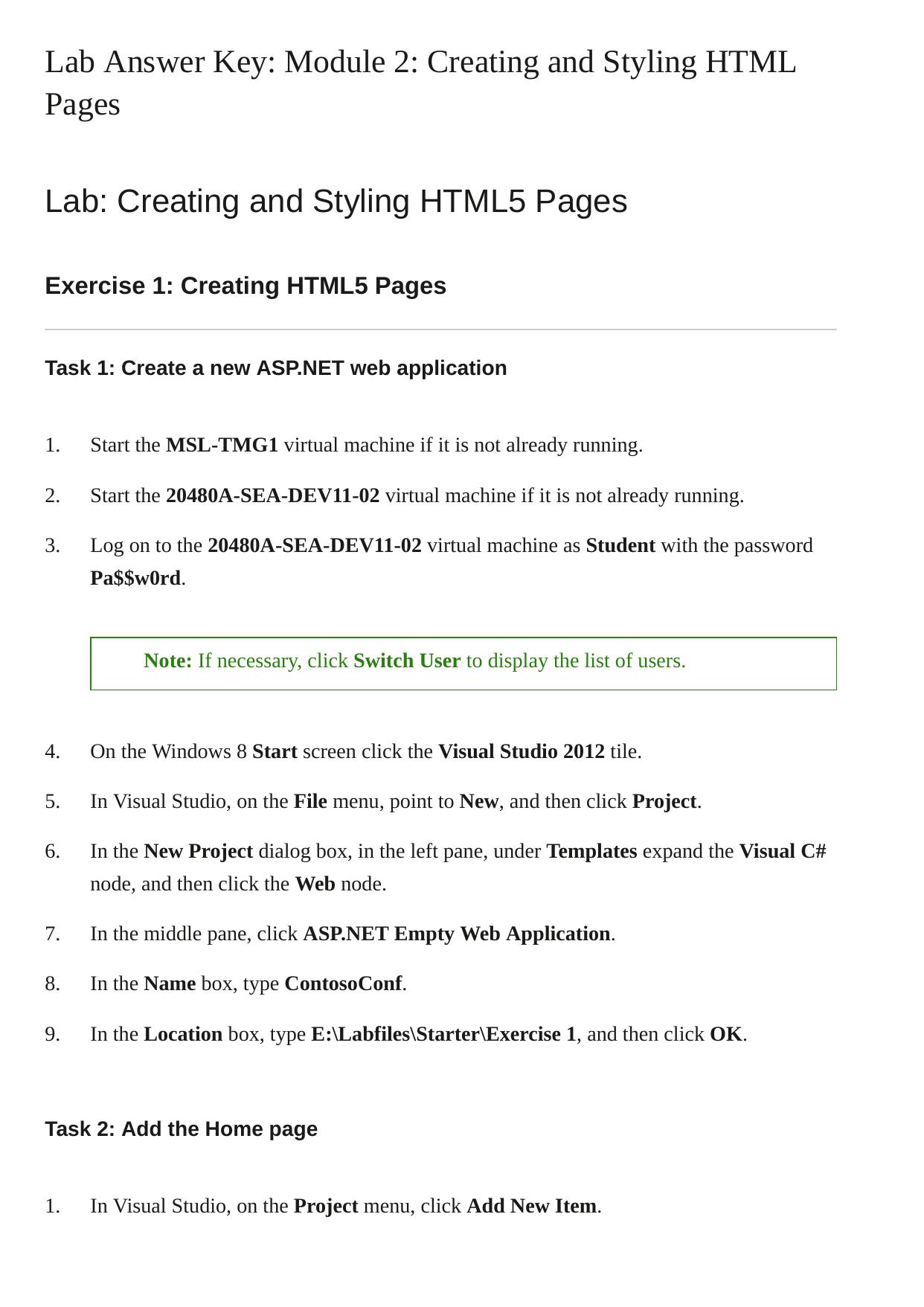 04 Lab Answer Key Module 2 Creating and Styling HTML Pages by Unknown