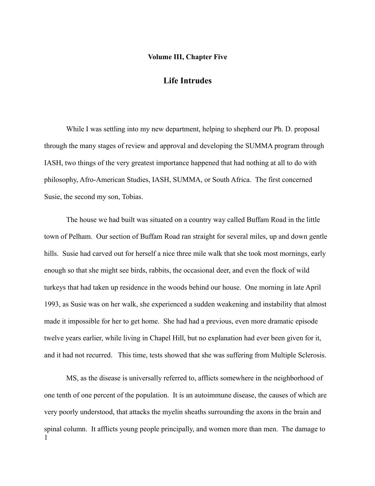 05-Autobiography Volume Three Chapter Five Life Intrudes by robert wolff