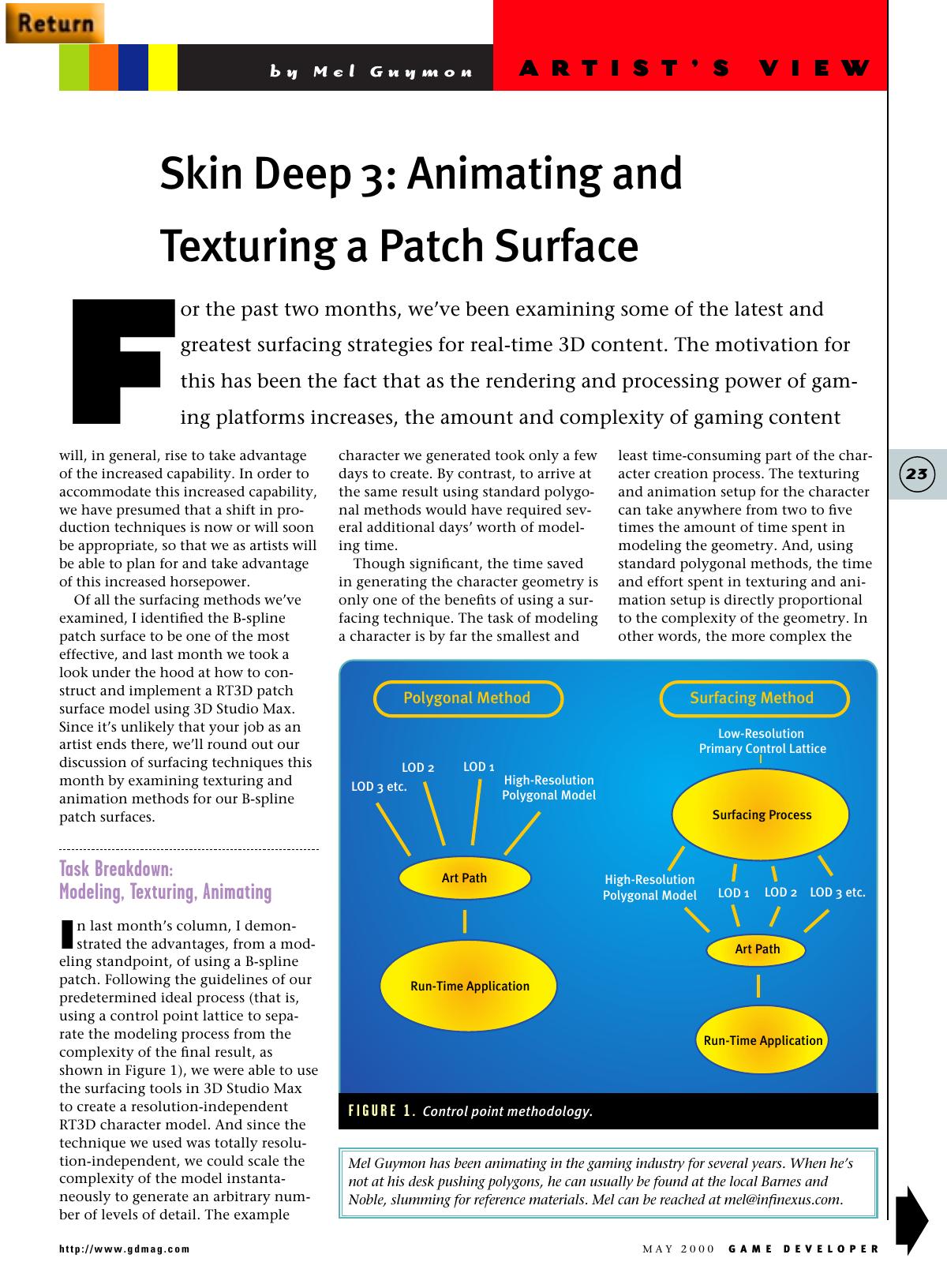 052000: Artist's View: Skin Deep 3: Animating and Texturing a Patch Surface by Unknown